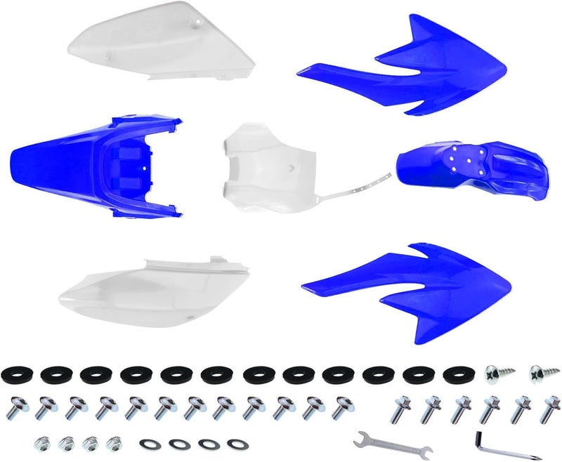 PRO BAT 7 PCs Plastic Fender Complete Kit w/Bolts for CRF70 CRF70F 125cc 150cc Pit Bike, White &Blue - Image 5